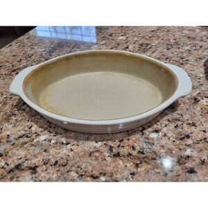 Pampered Chef Stoneware Oval Baker Pan 8 x 6 | Classic Beige Stoneware | Baking